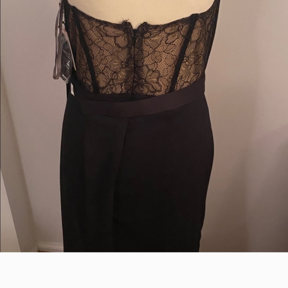 White by Vera Wang Black Lace Strapless Gown Size 8 NWT - Picture 8 of 15